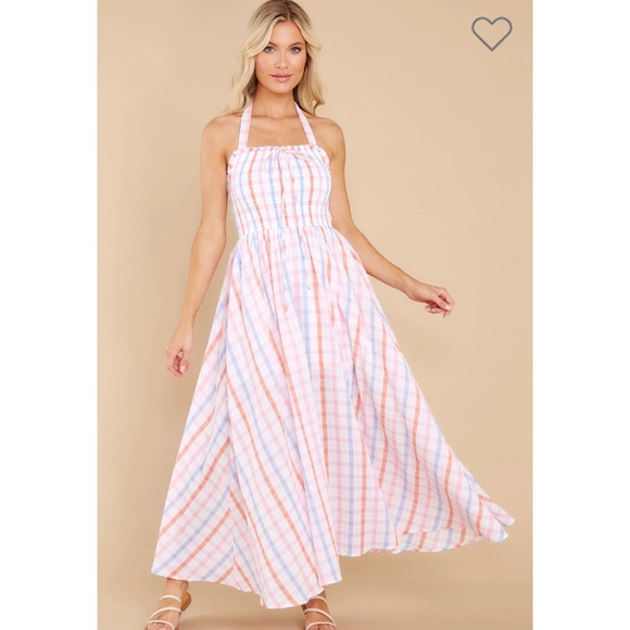 Red Dress Boutique Dresses & Skirts - SO LOVELY PINK AND BLUE GINGHAM MAXI DRESS
